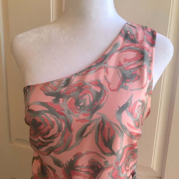Britt Ryan silk one shoulder dress 2 EUC, sash. - Picture 3 of 8